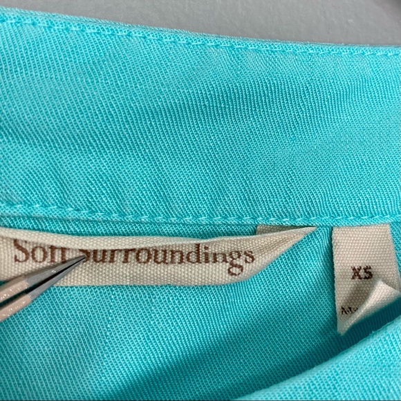 Soft Surroundings Georgica Tencel Top Women’s Size XS Boat Neck 3/4 Sleeves Aqua - Picture 8 of 9